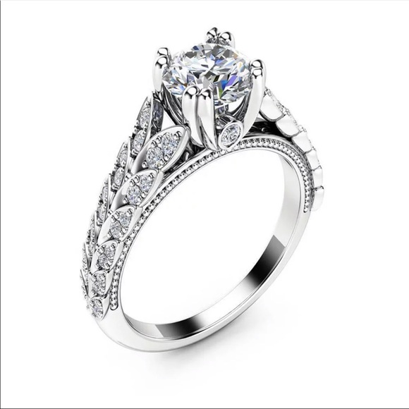 Jewelry - New 925 Silver Two Row Leaves Women’s Diamond Ring